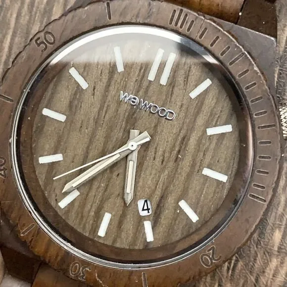Wewood 100% Natural Wood Watch With Date Display New Battery - Picture 12 of 12